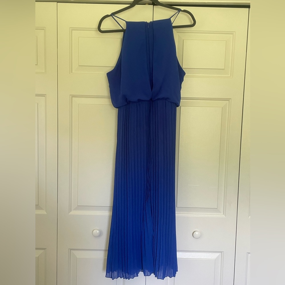 Blue Pleated Bottom Chiffon Dress